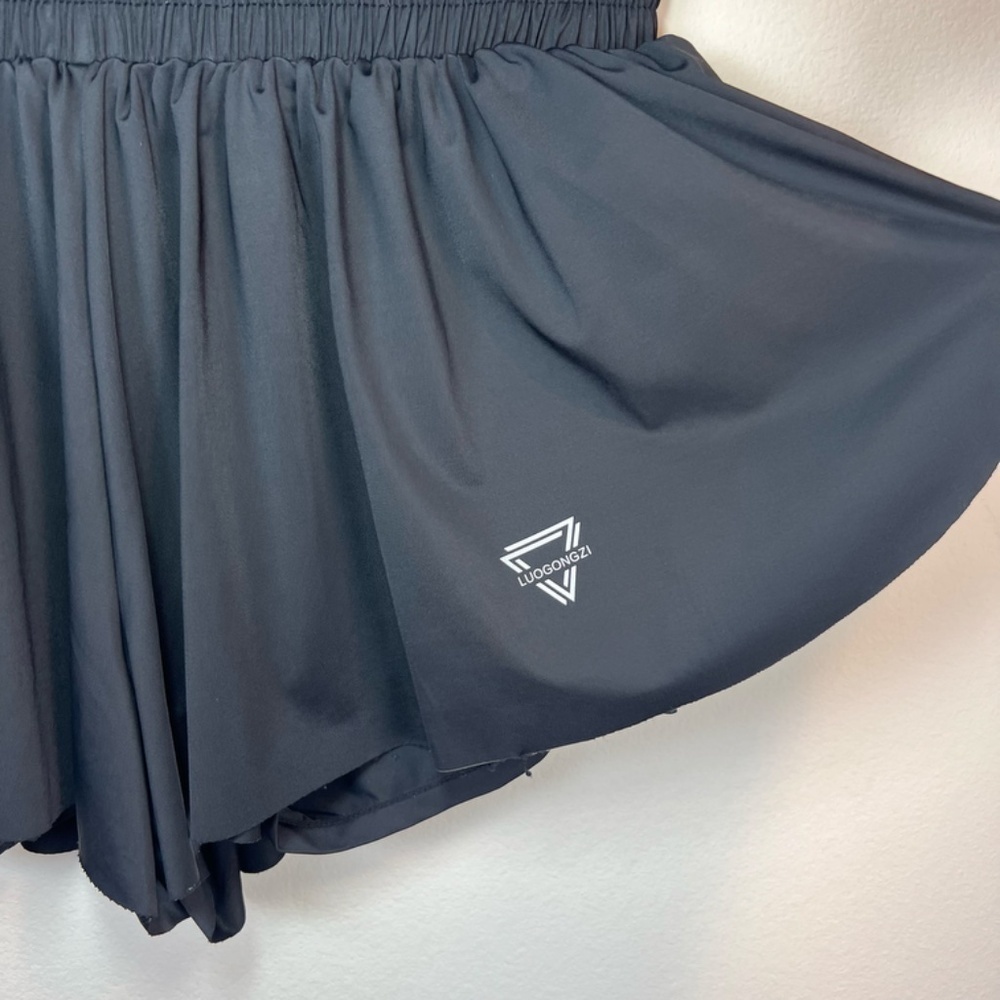 Luogongzi 2-in-1 Flowy Running Shorts Black Pull On Stretchy Gym Athletic Large - Picture 4 of 11